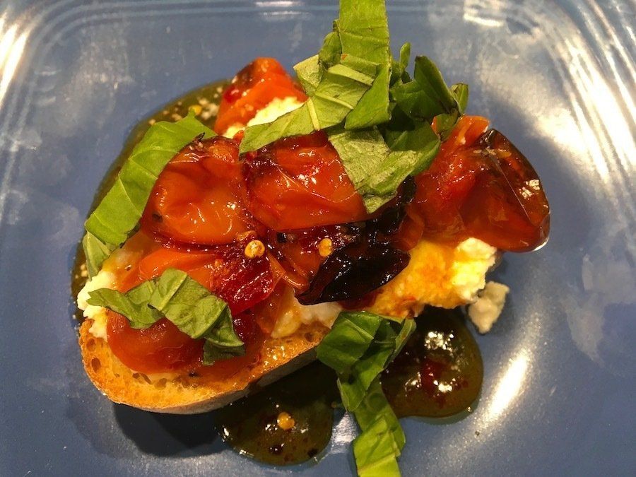 Bruschetta with Ricotta, Tomatoes and Spiced Honey